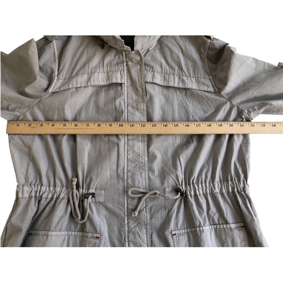 Levi’s lightweight fishtail anorak jacket hidden hood womens size L gray utility - Picture 7 of 12